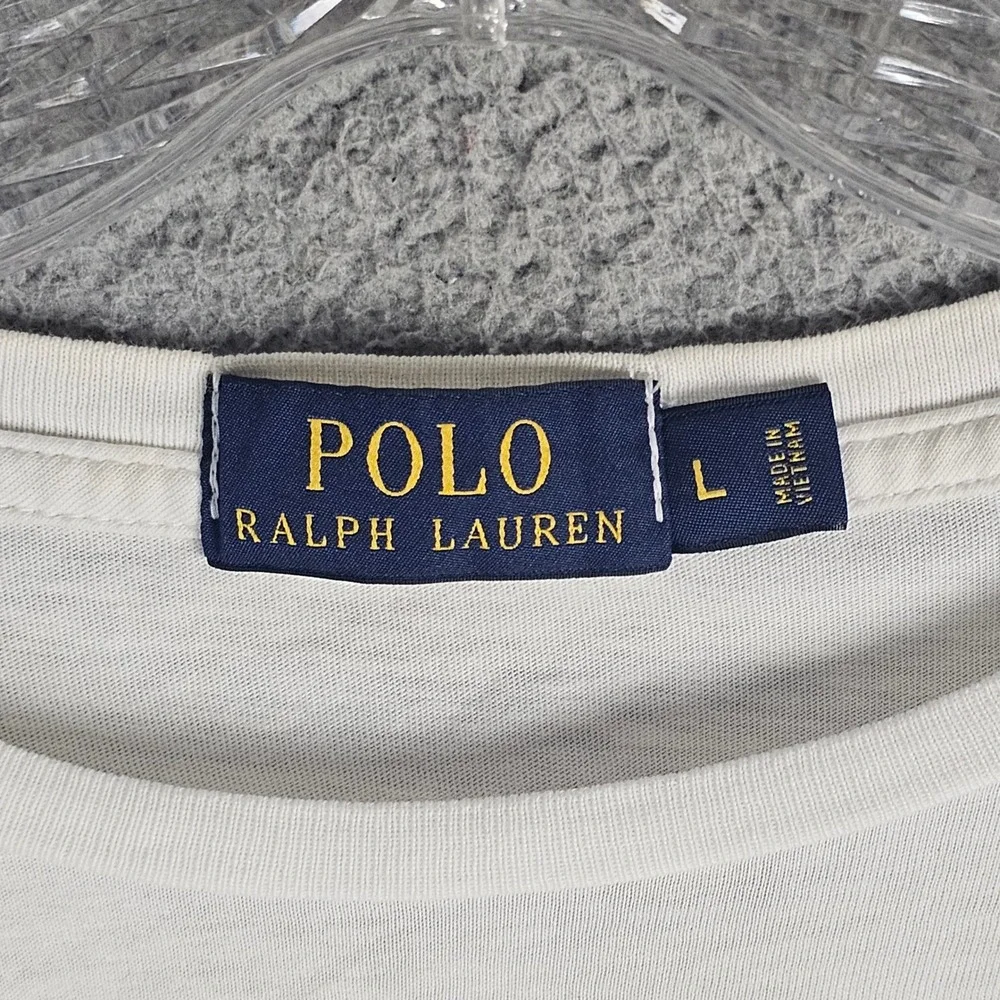 Polo Ralph Lauren Shirt Mens L White Switzerland Downhill Racing SKI 67 Graphic
